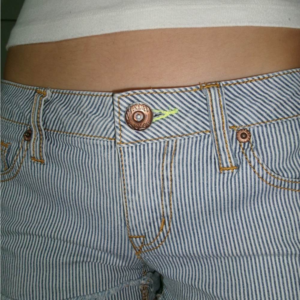 Volcom Stripped Low Rise Denim Shorts